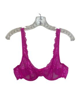 Lace Underwire Bra Medium Pink Adjustable Unlined Lingerie